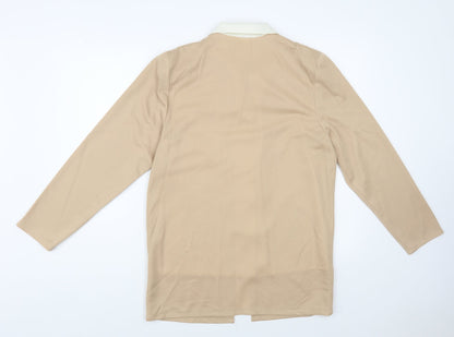 Made in England Womens Beige Polyester Basic Button-Up Size L Collared