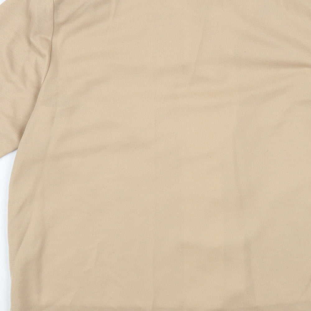 Made in England Womens Beige Polyester Basic Button-Up Size L Collared