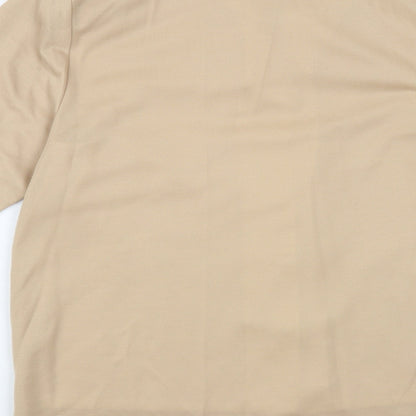 Made in England Womens Beige Polyester Basic Button-Up Size L Collared
