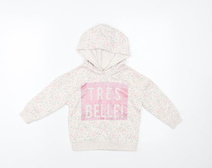 Primark Girls Grey Floral Cotton Pullover Hoodie Size 2-3 Years Pullover - Tres Belle