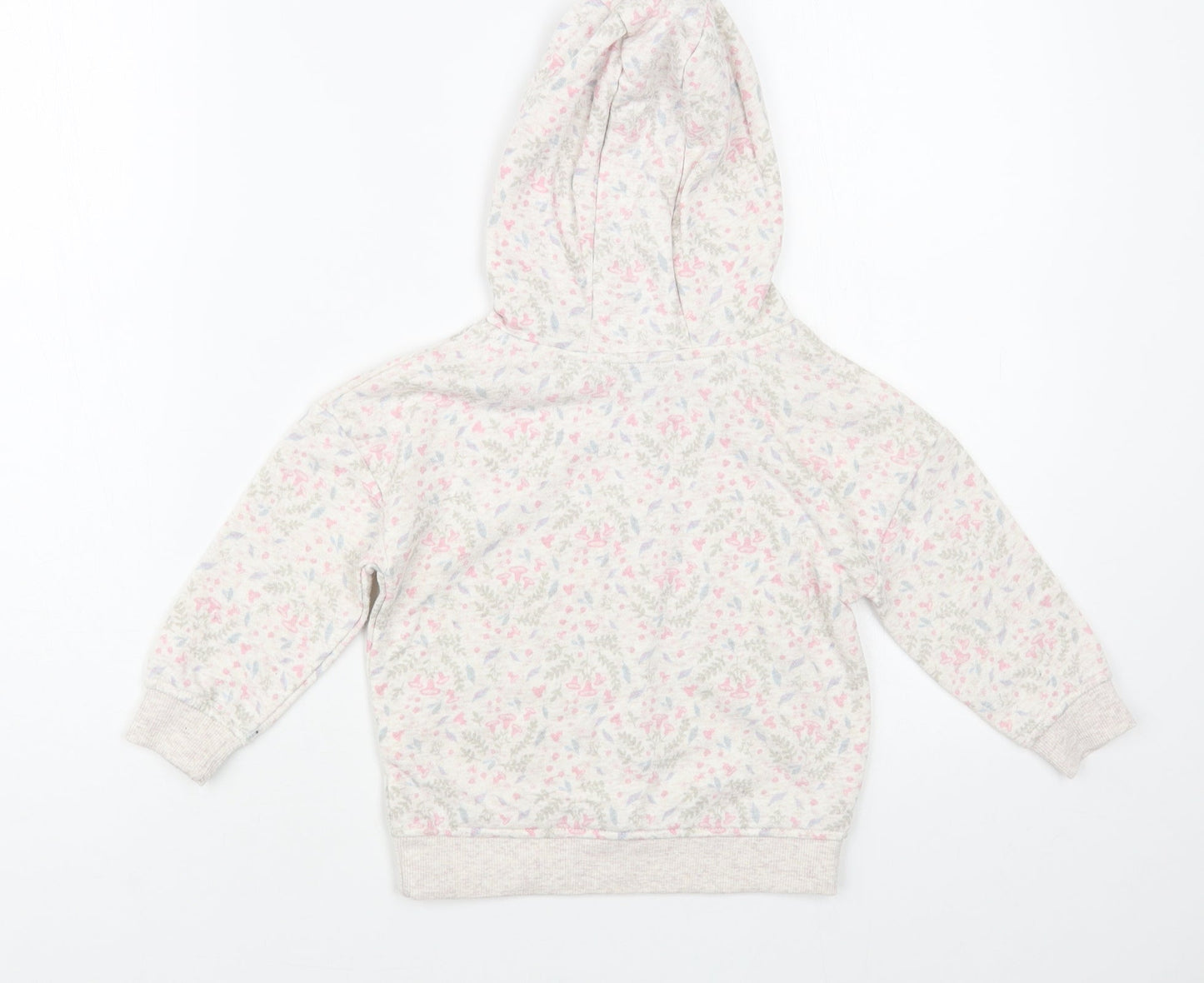 Primark Girls Grey Floral Cotton Pullover Hoodie Size 2-3 Years Pullover - Tres Belle