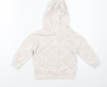 Primark Girls Grey Floral Cotton Pullover Hoodie Size 2-3 Years Pullover - Tres Belle