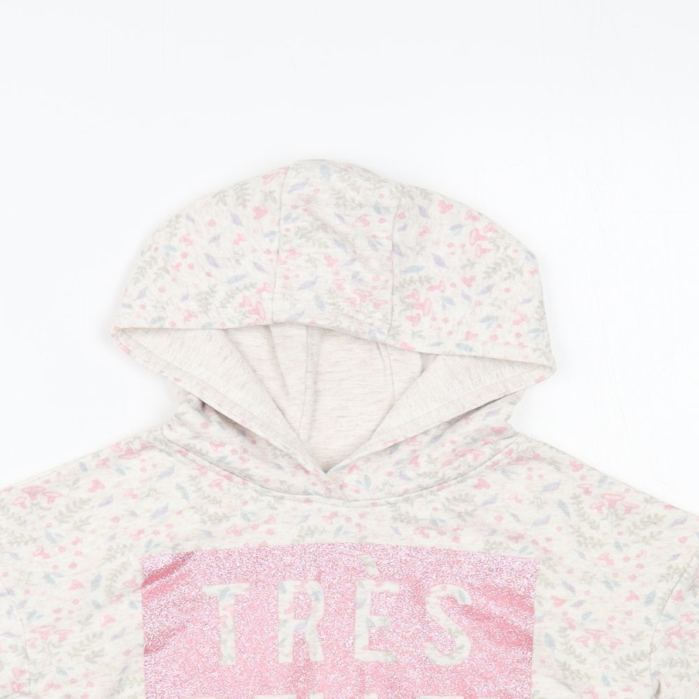 Primark Girls Grey Floral Cotton Pullover Hoodie Size 2-3 Years Pullover - Tres Belle