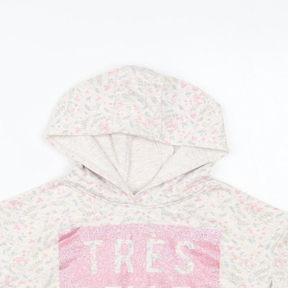 Primark Girls Grey Floral Cotton Pullover Hoodie Size 2-3 Years Pullover - Tres Belle