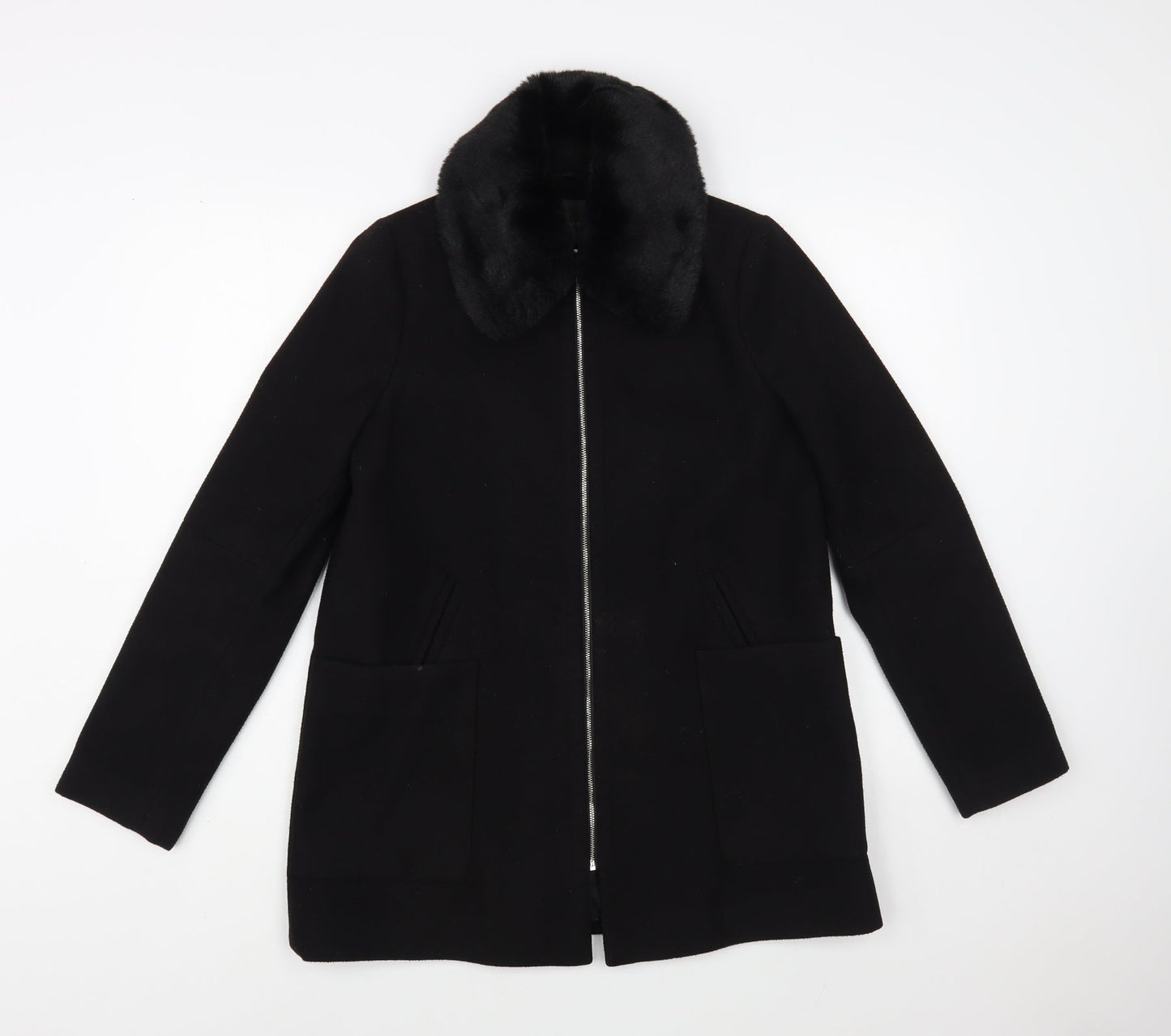 Primark Womens Black Biker Coat Size 8 Zip