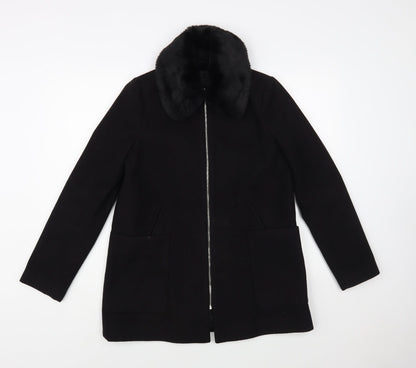 Primark Womens Black Biker Coat Size 8 Zip