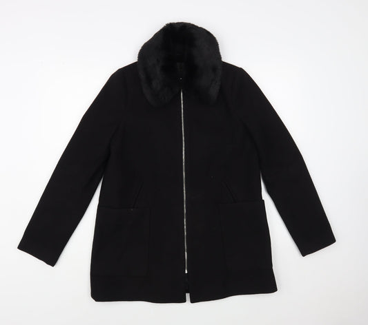 Primark Womens Black Biker Coat Size 8 Zip