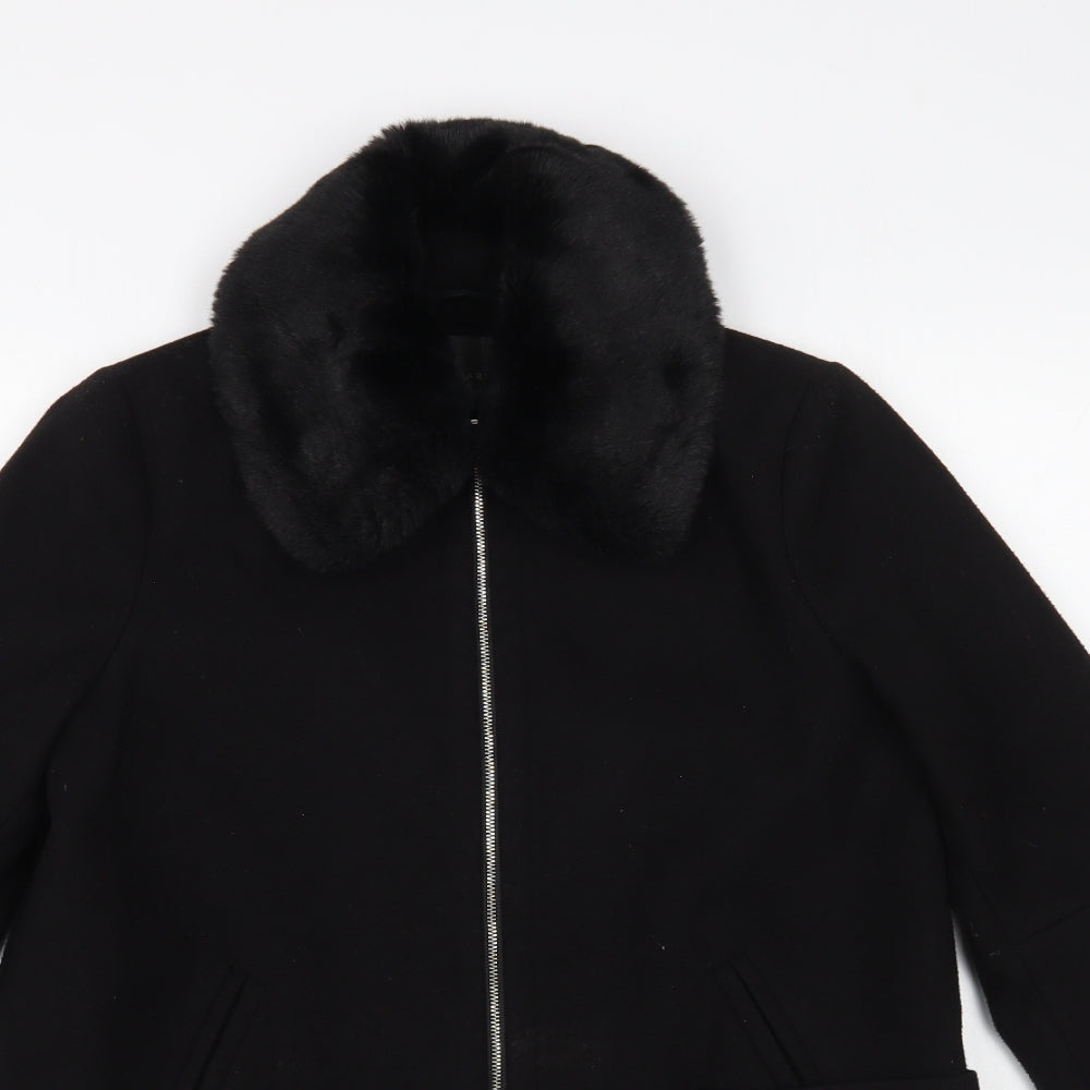 Primark Womens Black Biker Coat Size 8 Zip