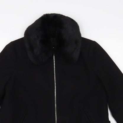 Primark Womens Black Biker Coat Size 8 Zip