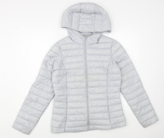 Womens UK Size S Dunnes Stores Grey Quilted Coat