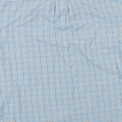 Arrow Mens Blue Plaid Cotton Button-Up Size XL Collared Button