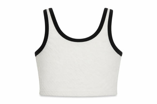 Whybee Womens White Polyester Cropped Tank Size L Scoop Neck