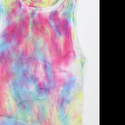 Primark Girls Multicoloured Geometric Cotton Basic Tank Size 9-10 Years Crew Neck Pullover - Tie Dye