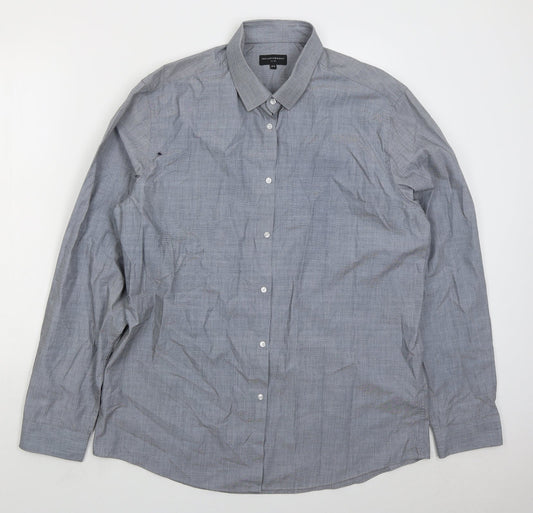 Taylor & Wright Mens Blue Cotton Button-Up Size 17 Collared Button