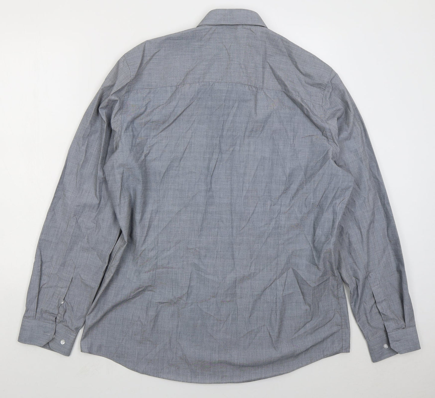 Taylor & Wright Mens Blue Cotton Button-Up Size 17 Collared Button