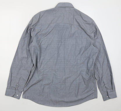 Taylor & Wright Mens Blue Cotton Button-Up Size 17 Collared Button