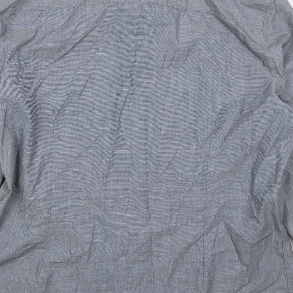 Taylor & Wright Mens Blue Cotton Button-Up Size 17 Collared Button