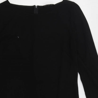 Christina Gavioli Womens Black Polyester A-Line Size 14 Boat Neck Pullover