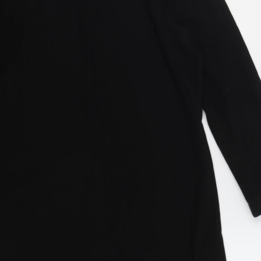 Christina Gavioli Womens Black Polyester A-Line Size 14 Boat Neck Pullover