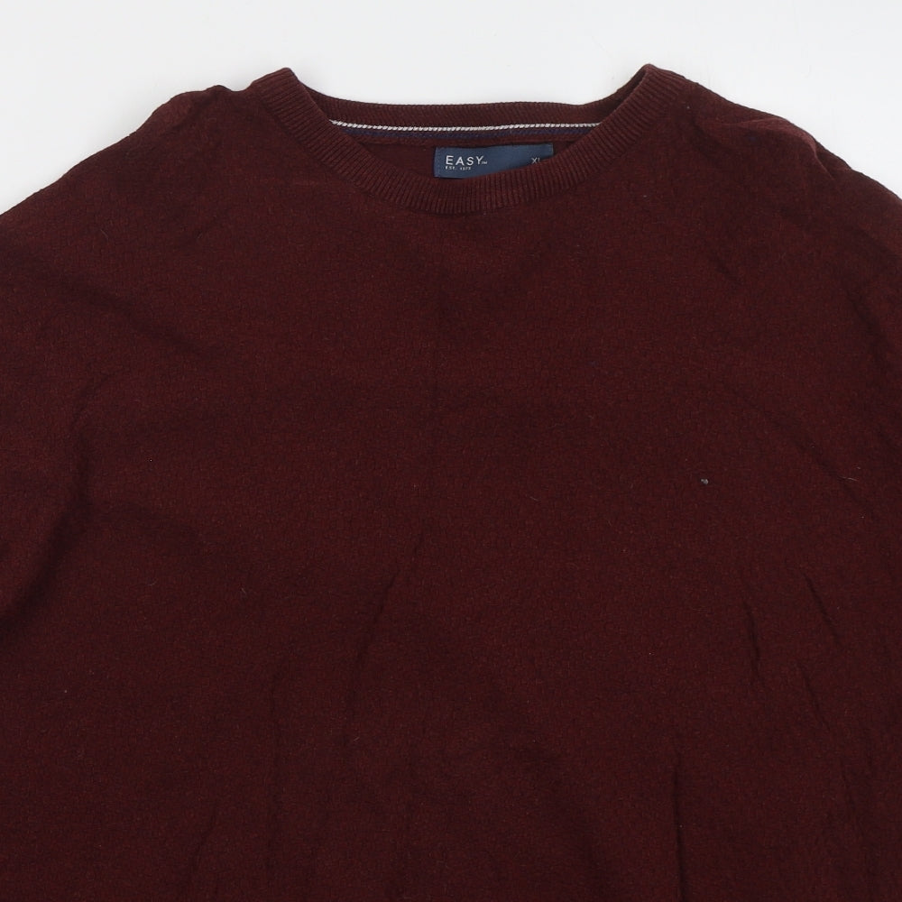 Easy Mens Brown Crew Neck Cotton Pullover Jumper Size XL