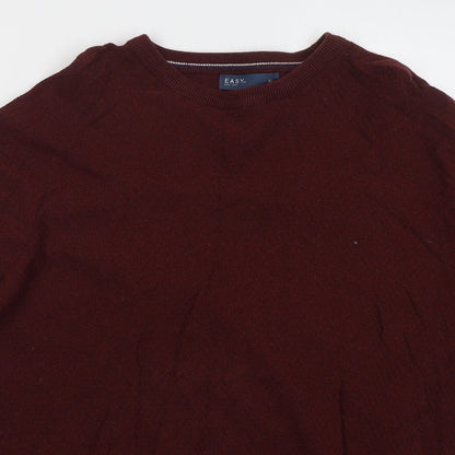 Easy Mens Brown Crew Neck Cotton Pullover Jumper Size XL