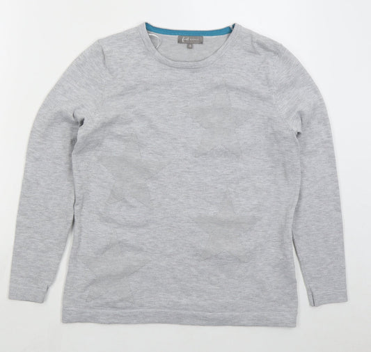First Avenue Womens Grey Crew Neck Polyester Pullover Jumper Size S - Stars
