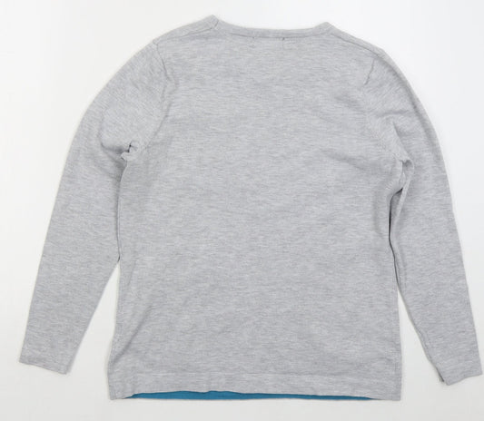 First Avenue Womens Grey Crew Neck Polyester Pullover Jumper Size S - Stars