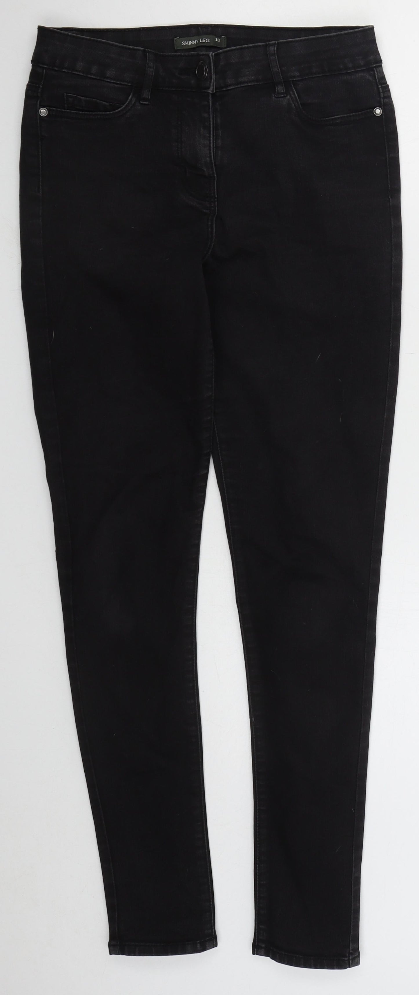 Bonmarché Womens Black Cotton Skinny Jeans Size 10 L29 in Regular Button