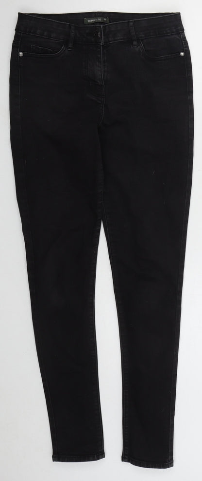 Bonmarché Womens Black Cotton Skinny Jeans Size 10 L29 in Regular Button