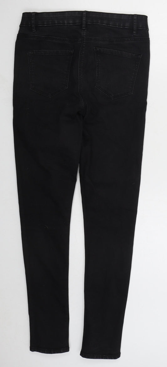 Bonmarché Womens Black Cotton Skinny Jeans Size 10 L29 in Regular Button