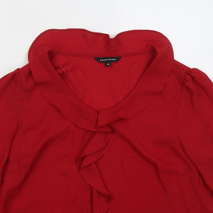 Womens UK Size 10 Peacocks Red Basic Blouse
