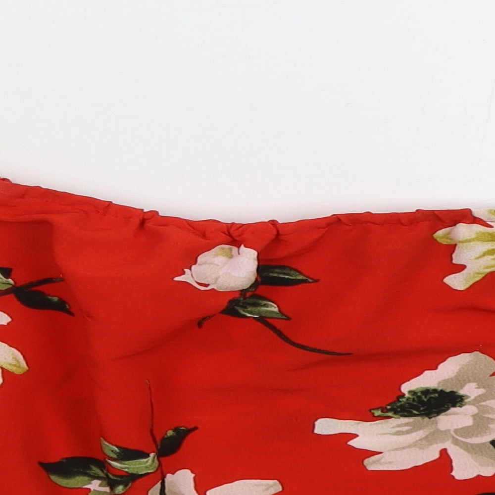 Womens UK Size 10 Lipsy London Red Cropped Blouse