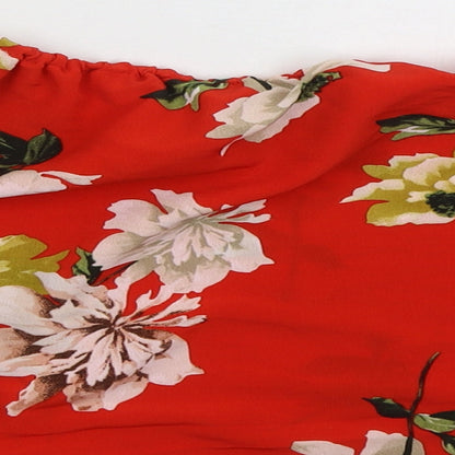 Womens UK Size 10 Lipsy London Red Cropped Blouse