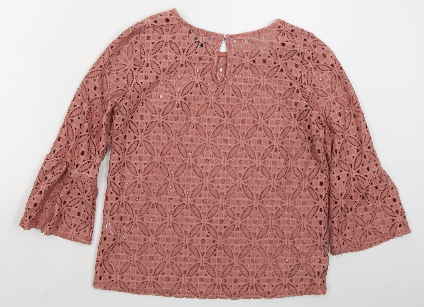 Atmosphere Womens Pink Geometric Nylon Basic Blouse Size 14 Boat Neck