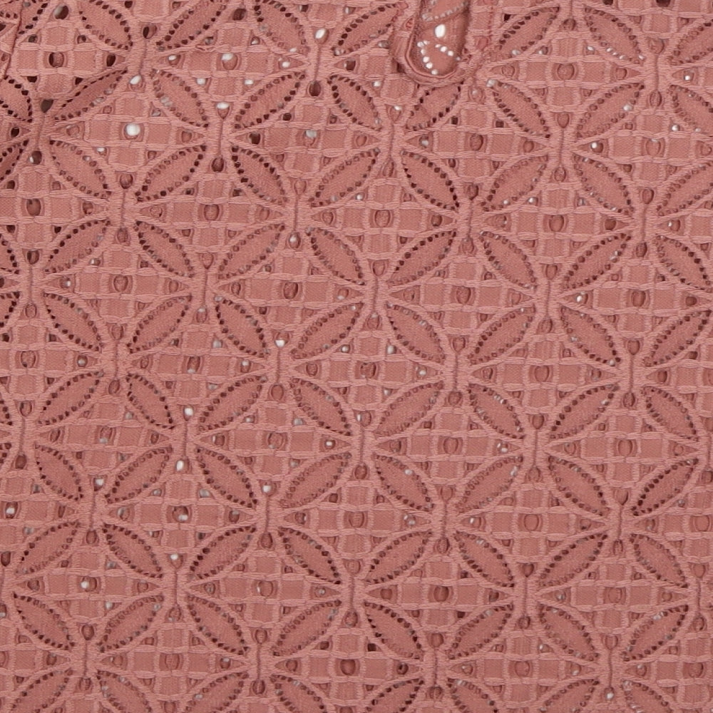 Atmosphere Womens Pink Geometric Nylon Basic Blouse Size 14 Boat Neck