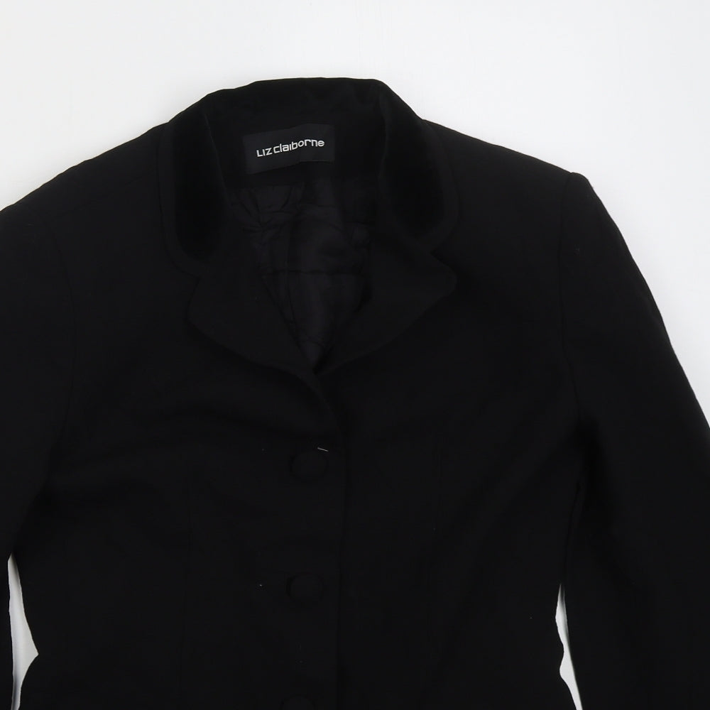 Liz Claiborne Womens Black Wool Jacket Suit Jacket Size 6