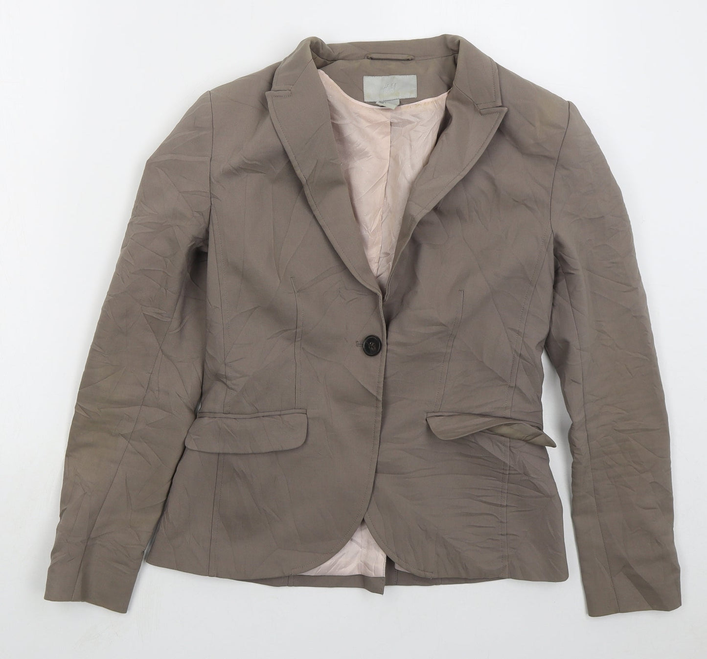 H&M Womens Brown Cotton Jacket Suit Jacket Size 10