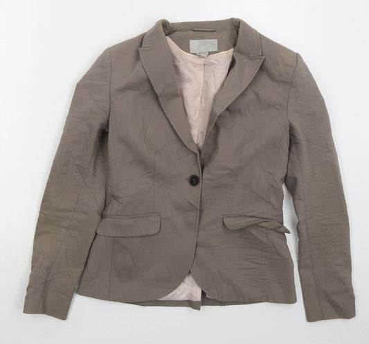 H&M Womens Brown Cotton Jacket Suit Jacket Size 10