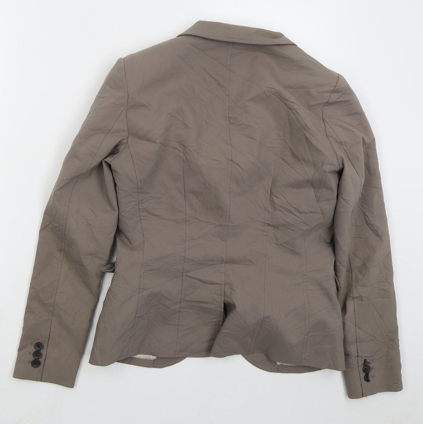 H&M Womens Brown Cotton Jacket Suit Jacket Size 10