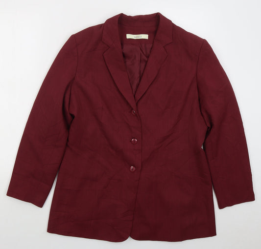 Classics Womens Red Polyester Jacket Suit Jacket Size 16