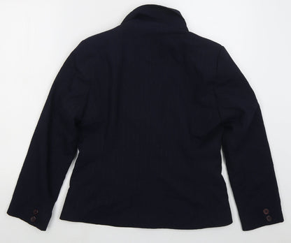 Klass Womens Blue Striped Polyester Jacket Suit Jacket Size 12