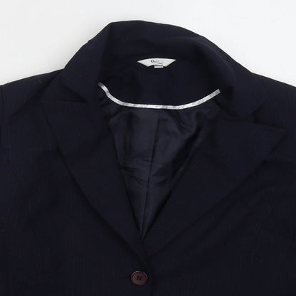 Klass Womens Blue Striped Polyester Jacket Suit Jacket Size 12