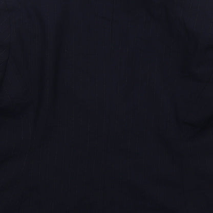 Klass Womens Blue Striped Polyester Jacket Suit Jacket Size 12