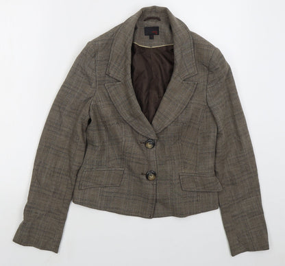 NEXT Womens Brown Check Polyester Jacket Suit Jacket Size 10