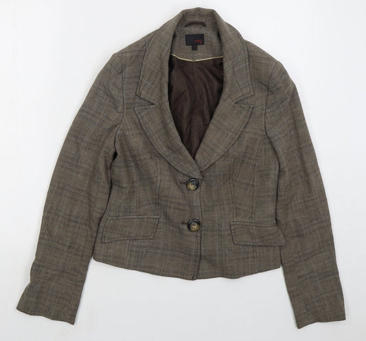 NEXT Womens Brown Check Polyester Jacket Suit Jacket Size 10