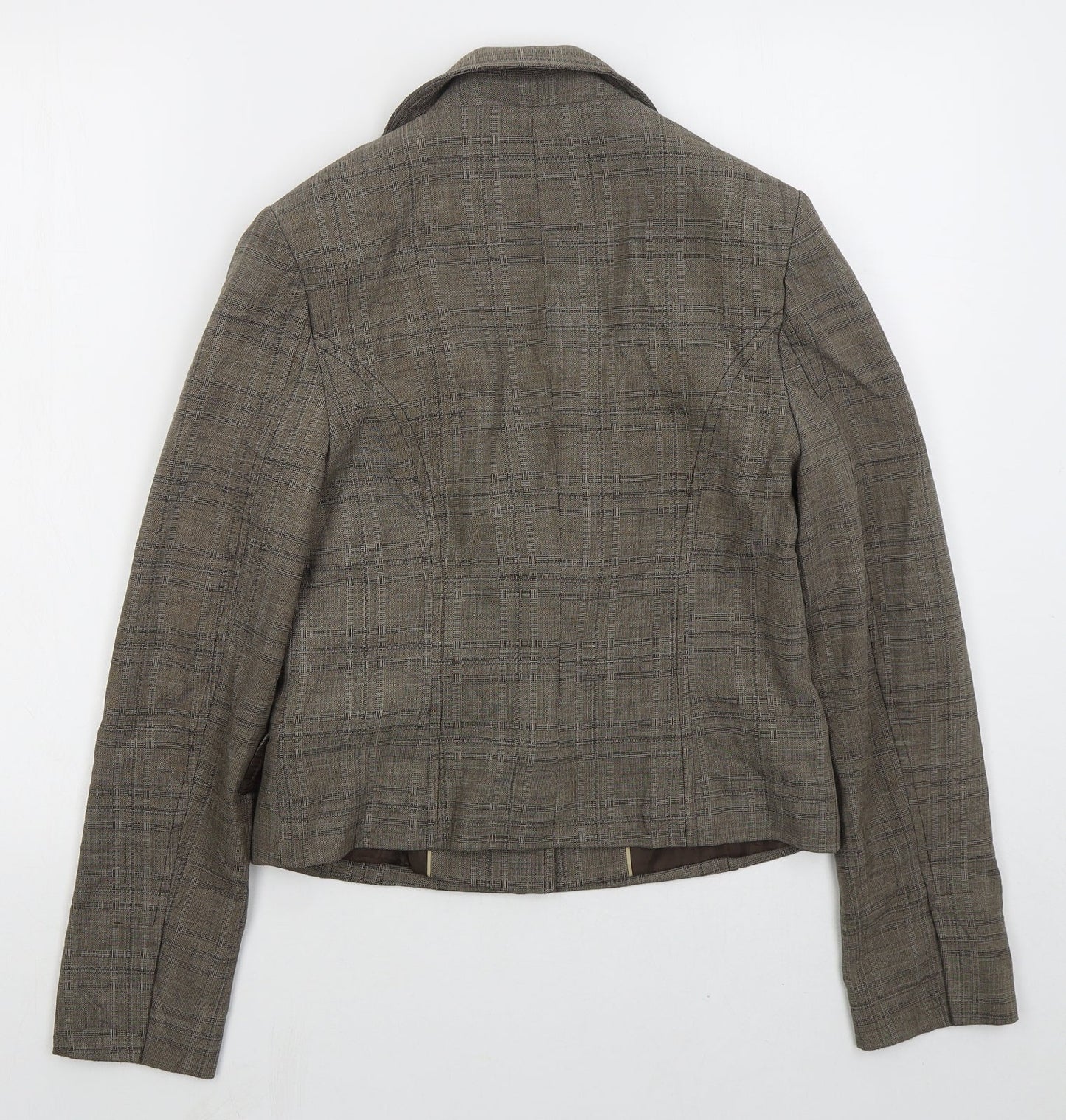 NEXT Womens Brown Check Polyester Jacket Suit Jacket Size 10