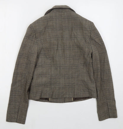 NEXT Womens Brown Check Polyester Jacket Suit Jacket Size 10