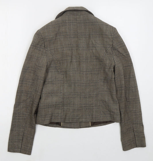 NEXT Womens Brown Check Polyester Jacket Suit Jacket Size 10
