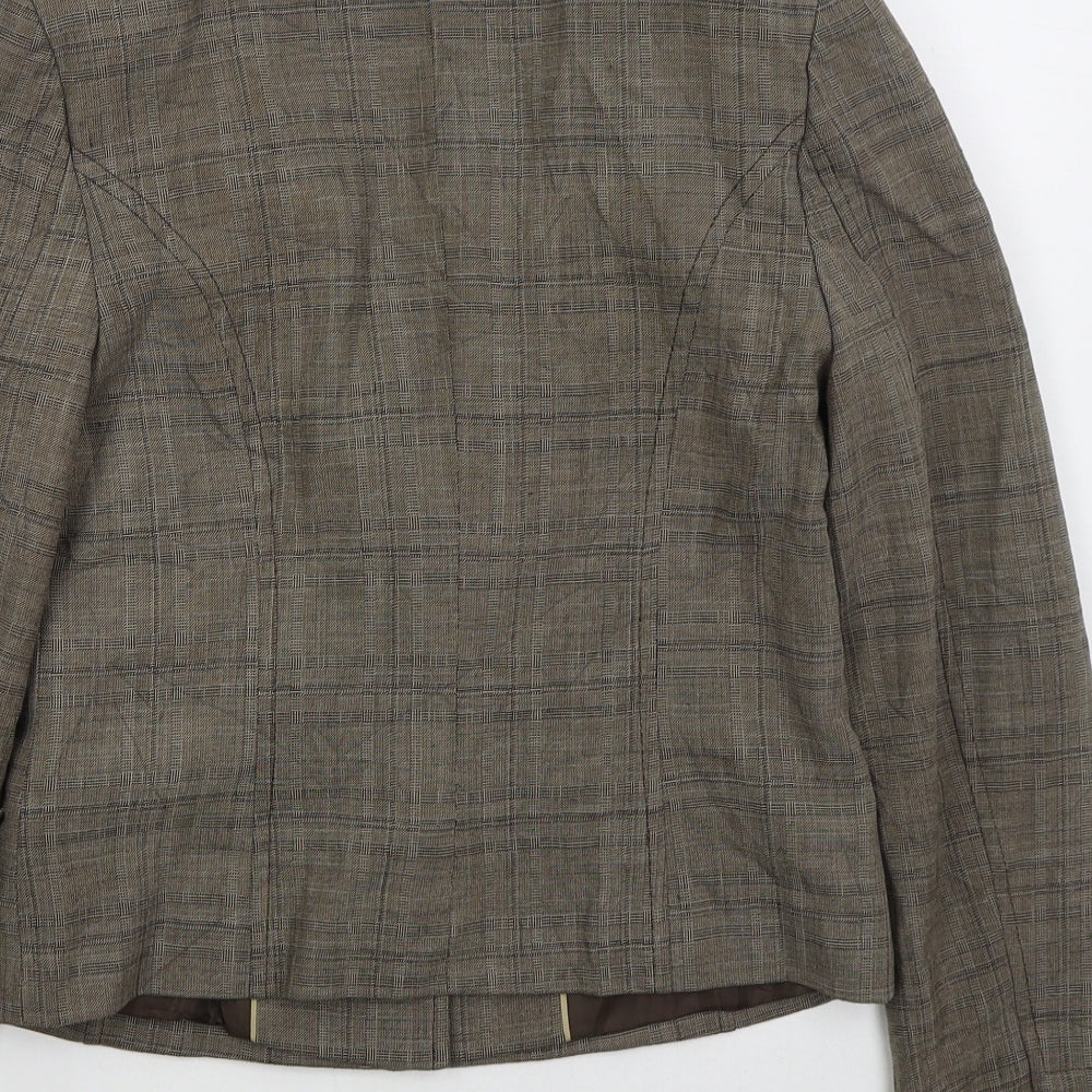 NEXT Womens Brown Check Polyester Jacket Suit Jacket Size 10