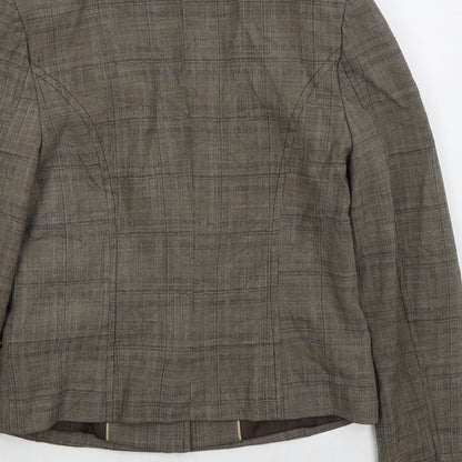NEXT Womens Brown Check Polyester Jacket Suit Jacket Size 10